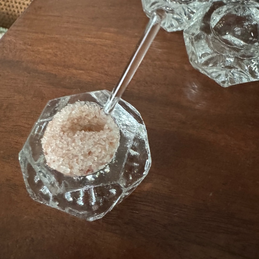 Elegant Glass Salt Cellar with Spoon